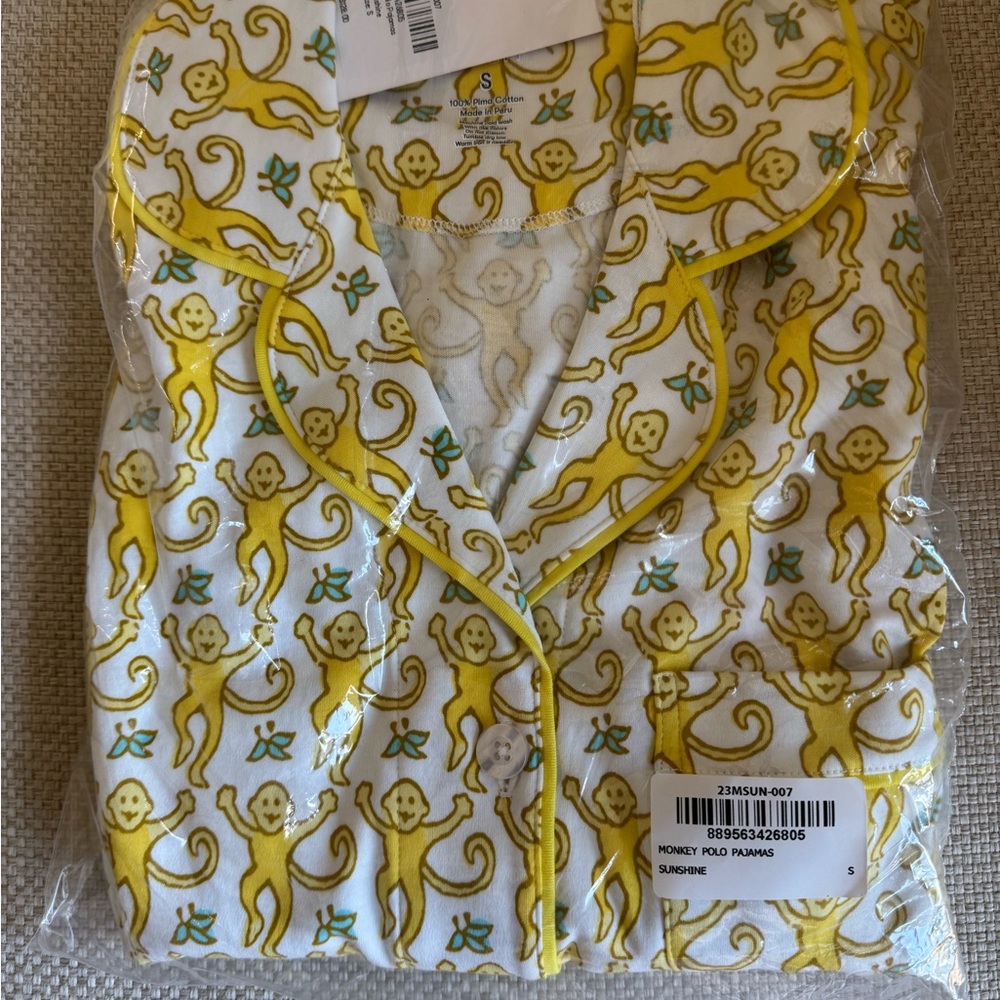 Monkey Print Pajamas - Sunshine Yellow